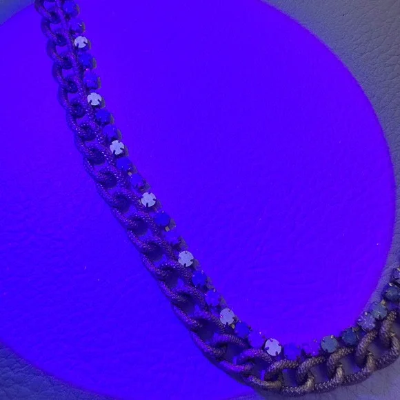 Spartina 449 Gold Tone Chain Necklace Turquoise Uranium Glass Beads Signed 18